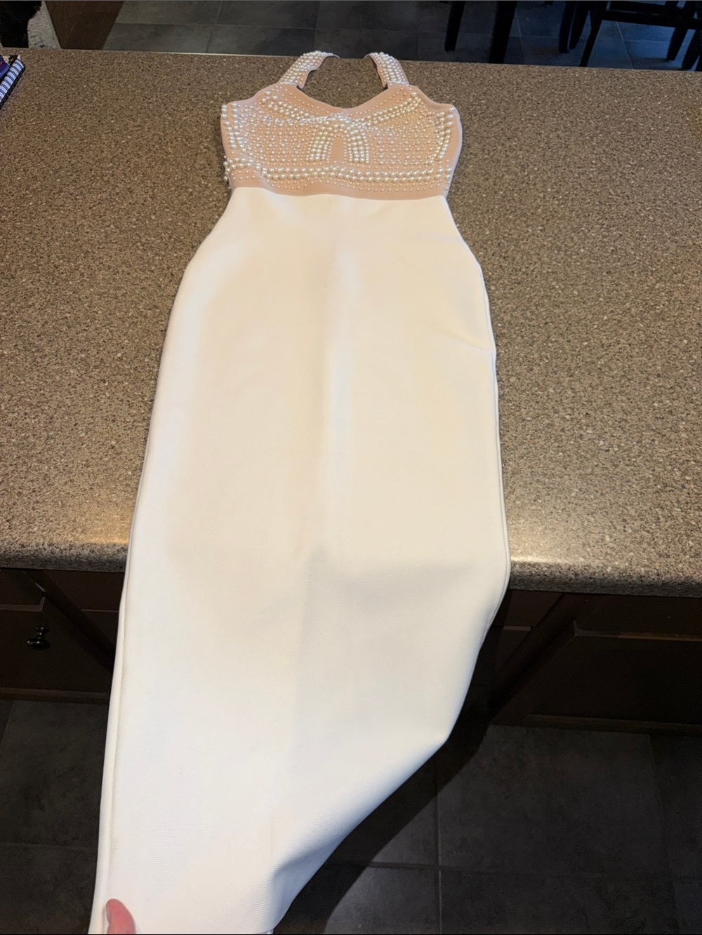 Bella Barnett pearl beaded bandage dress